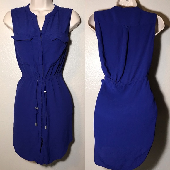 Love Tree Dresses & Skirts - Love Tree LA royal blue front tie button up dress